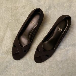 Lmpo micro fiber /patent peep toe shoes